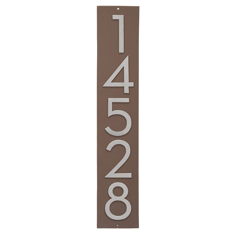 Plaque d'adresse verticale flottante 4 po (5 chiffres), Sable, Aluminium brossé, Oui