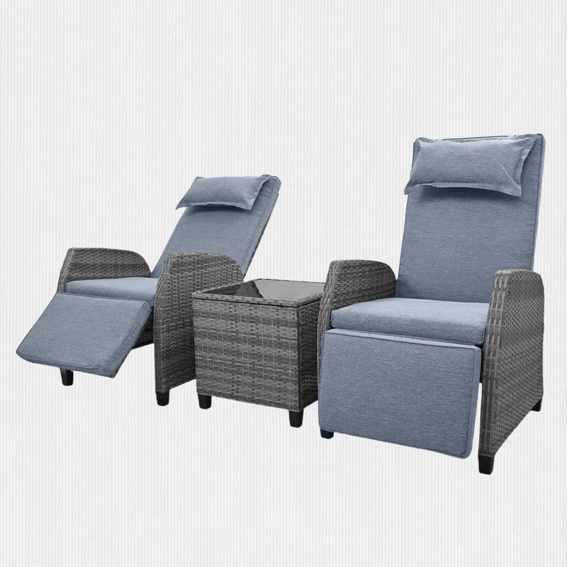 2 - Person Patio Conversation Sets with Cushions, Gray
