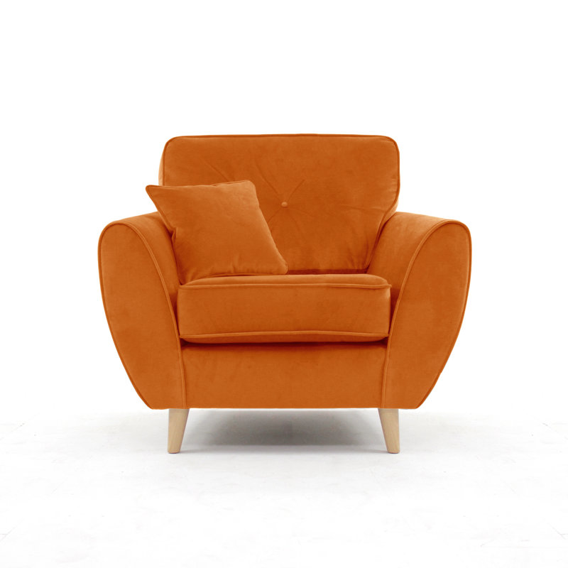 Rafe Scandi Style Velvet Armchair, Burnt Orange Velvet
