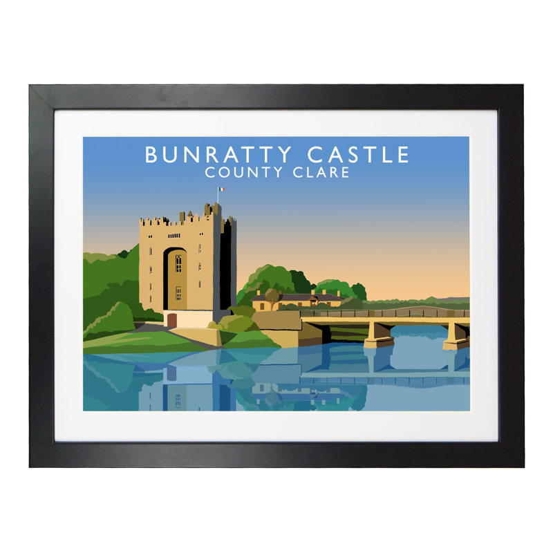 Bunrutty Castle by Richard O'Neil - Print, Black Wood Frame, 33.5 cm H x 43.5 cm W x 2.2 cm D