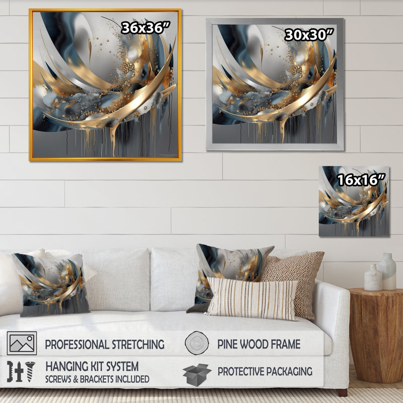 Abstract shapes and infinity lines  I - Abstract Shapes Wall Art Decor, 30" H x 30" W x 1.5" D, Wrapped Canvas