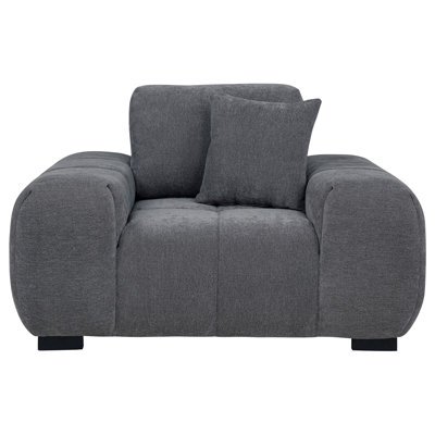 Plather Charcoal Grey Upholstered Track Arm Accent Chair