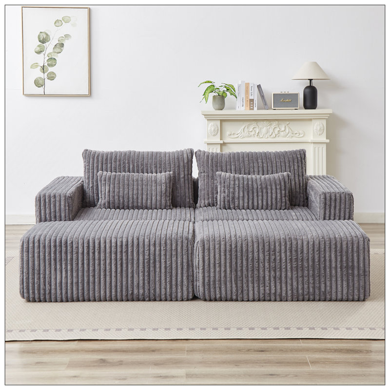 Méridienne surdimensionnée de 102 po, sans assemblage requis, causeuse en peluche nuage avec deux repose-pieds amovibles, fauteuil-lit moderne moelleux pour le salon intérieur