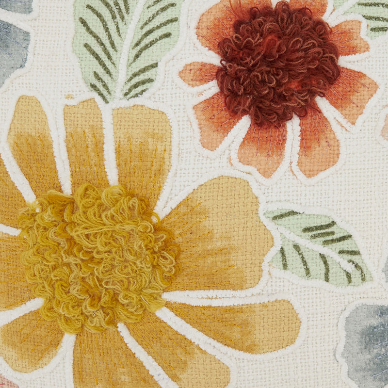 Magnifique coussin floral brodé, Duvet de canard
