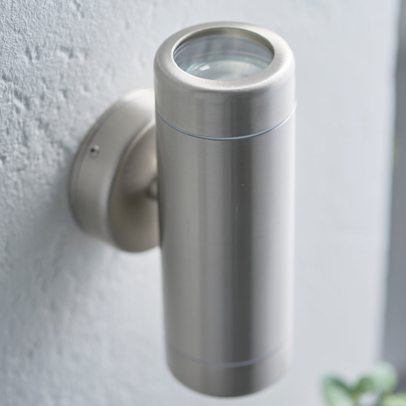 Youenn Brushed Stainless Steel 2 - Bulb Outdoor Armed Sconce