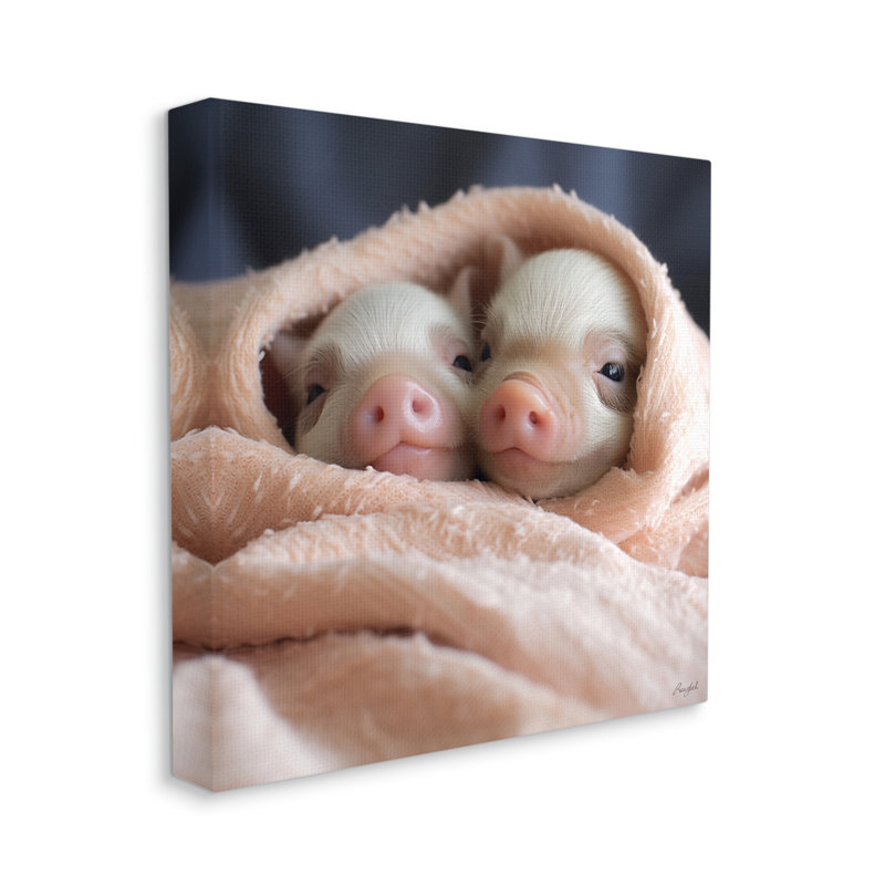 «Cuddling Sleepy Piglets» par Roozbeh, H 24 po x l 24 po x P 1,5 po