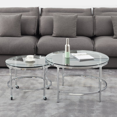 Antich Glass Tray Top Nesting Tables