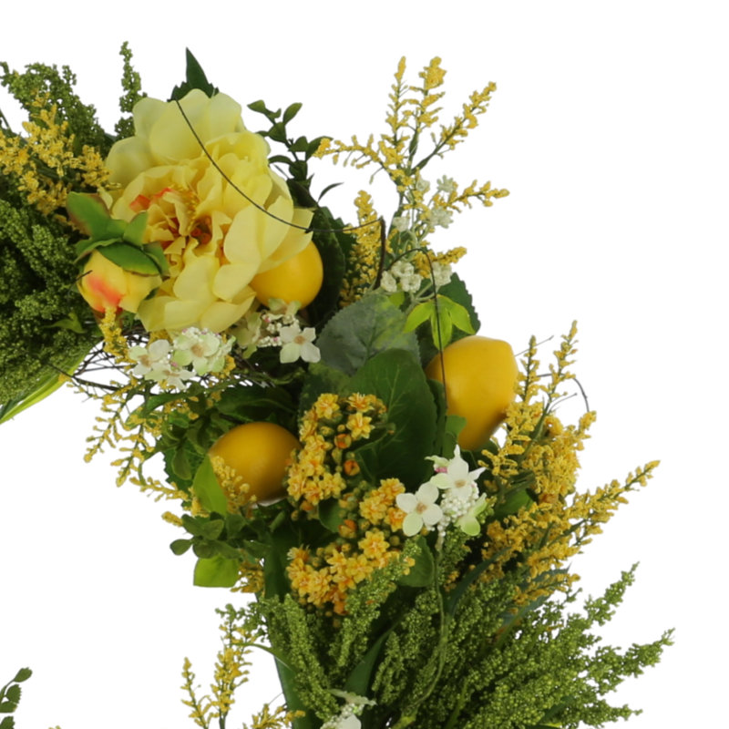 28" Peony, Lemon And Heather Spring Wreath