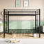 Lit simple au-dessus de métal avec tablette - structure solide, sans sommier, lit superposé noir dans l'espace de rangement