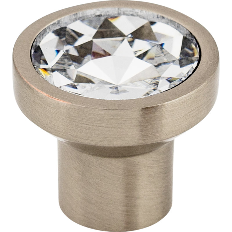 Wentworth Crystal 1 1/8" Diameter Round Knob, 1.125" Diameter, Brushed Satin Nickel