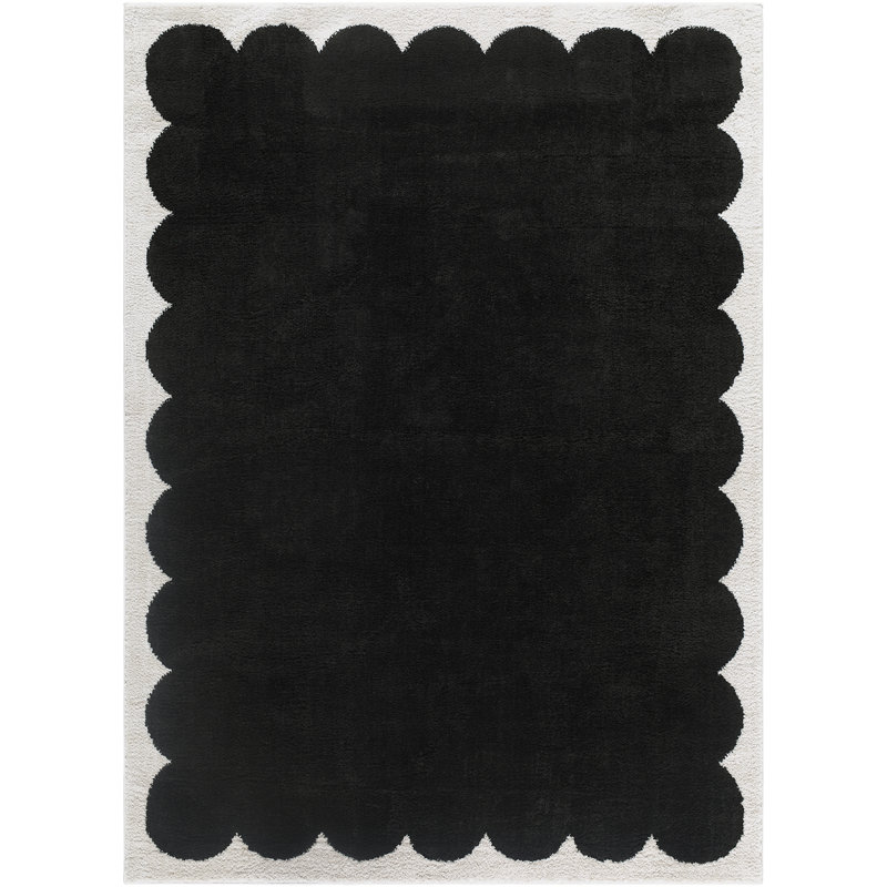 Fossay Modern Washable High-Pile Rug, Cream/Black, Rectangle 200 x 275 cm