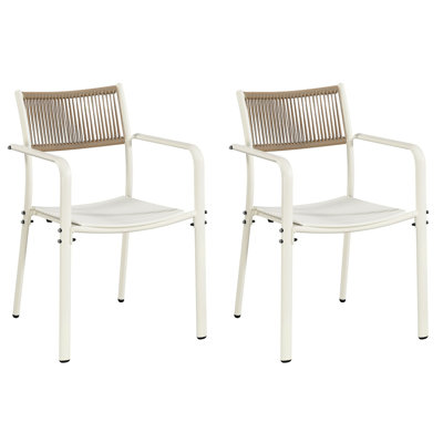 Pair of Bistro Rope-Effect Back Arm Chairs, Patio Dining