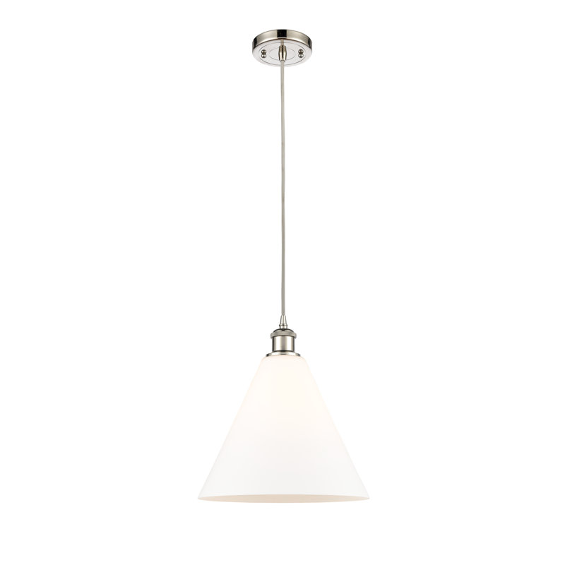 Luminaire suspendu conique à 1 lumière, Nickel poli