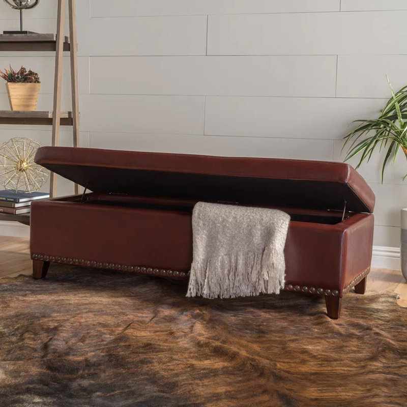 Repose-pieds avec rangement, grand banc de rangement pour repose-pieds de 51 pouces, banc rembourré à l'extrémité du lit avec couvercle à charnières, tabouret long pour repose-pieds dans la chambre du salon