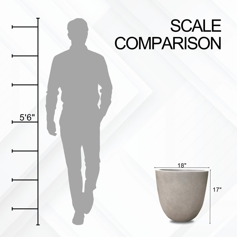 Karola Pot Planter, Weathered Concrete, 17" H x 18" W x 18" D