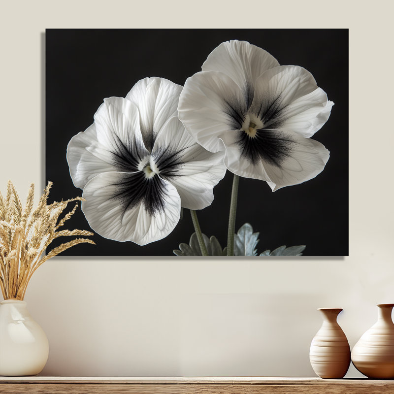 Beauté blanche botanique blanche Pansies II - Pensées Wall Art Living Room, H 12 po x l 20 po, Sans cadre
