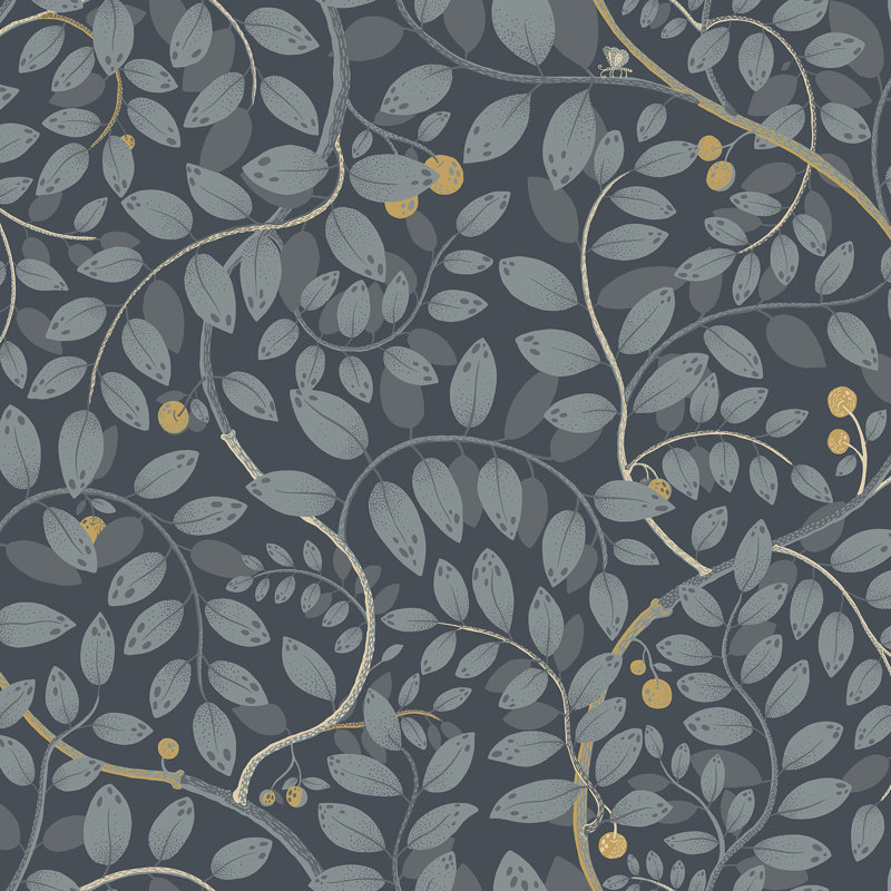 Alterizio Leafy Vines 33' L x 20.9" W Wallpaper Roll, Blue