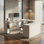 Bureau d'ordinateur en U à hauteur réglable de 72,4 po avec tiroir et armoire Flosi