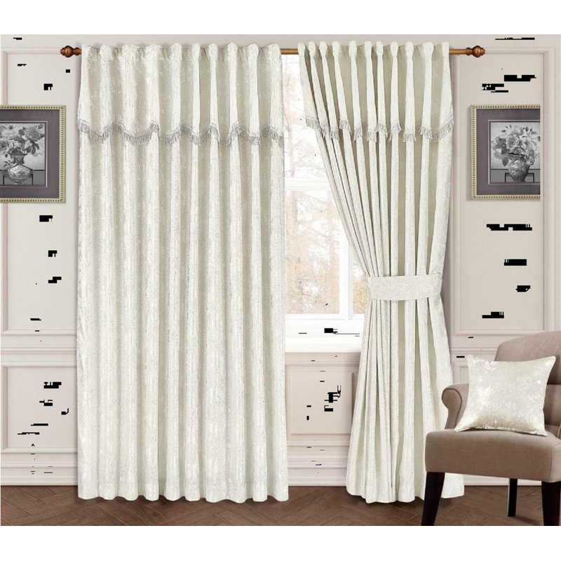 Pedoulas Room Darkening Curtain Pair, White/Cream, 228cm Width x 274cm Drop