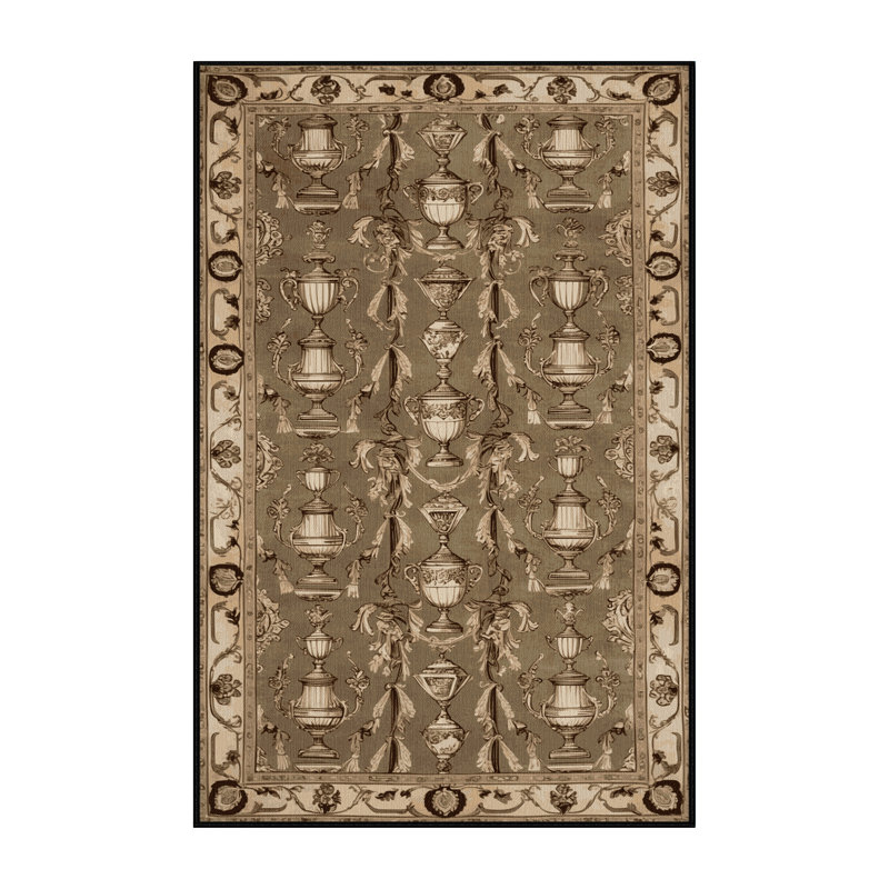 Tapis brun français lavable à la machine, Rectangle 2 pi x 3 pi