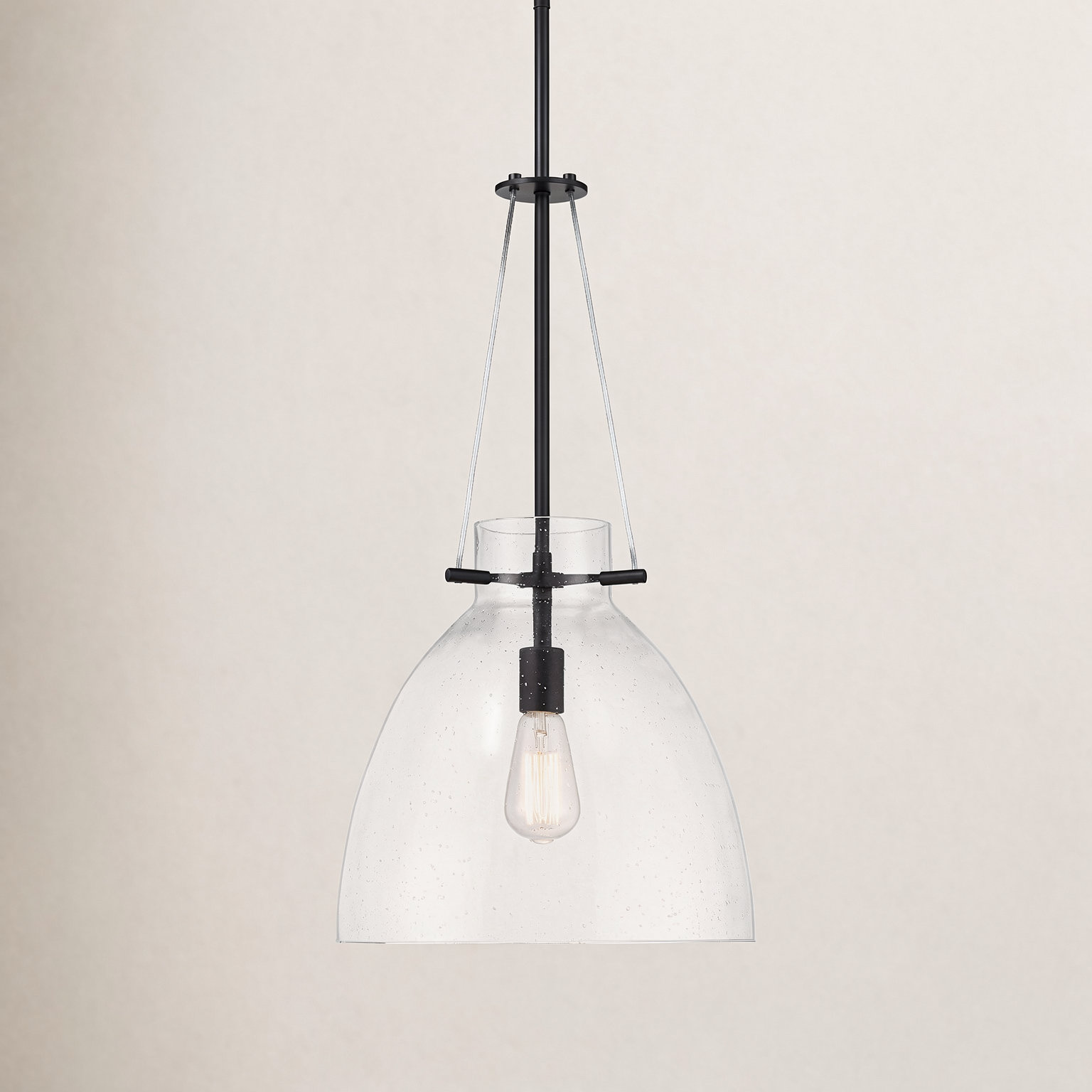 Theda 1 - Light Single Bell Pendant, Matte Black