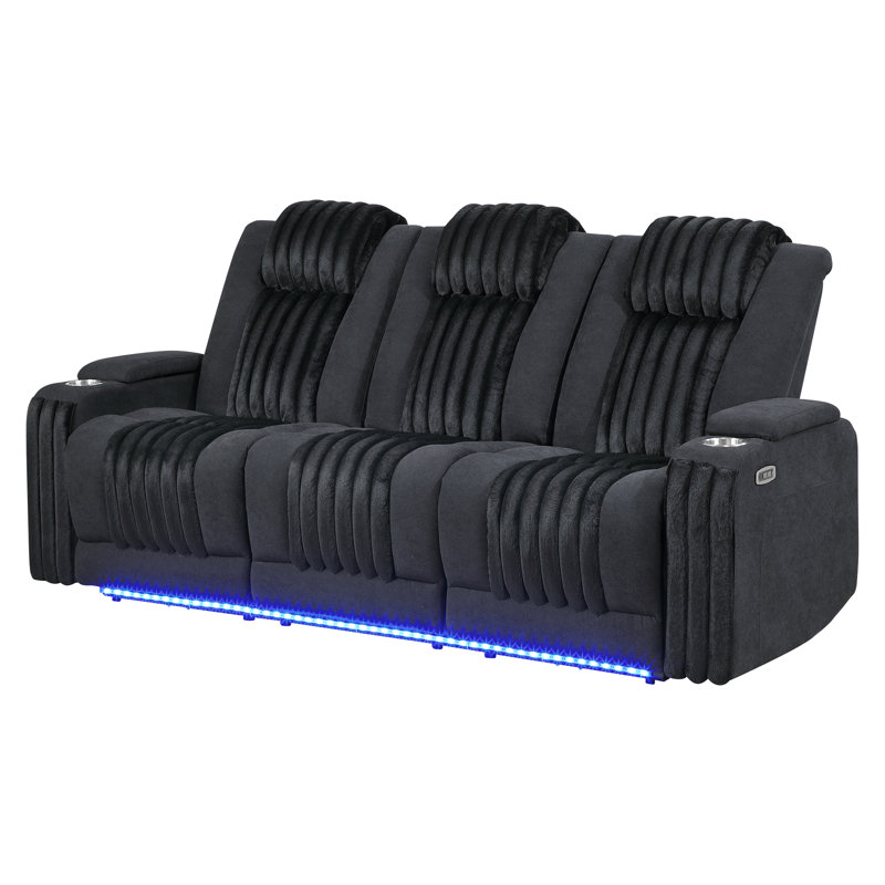 Canapé inclinable électrique noir avec appui-tête Duran, Noir