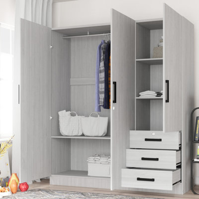 Penderie avec armoire à suspendre de 61 po de largeur avec 3 tiroirs et tablettes Garrity