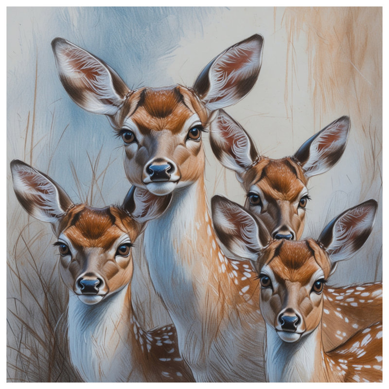 Group Of Deer, 50" x 92" - 1 Panel, Transparent