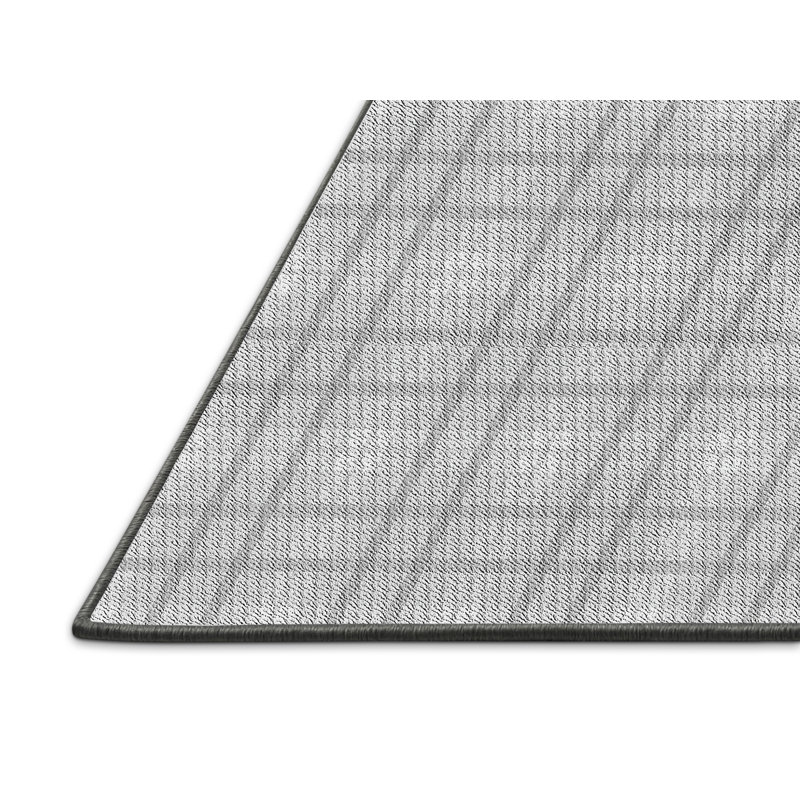 Tapis gris en laine à carreaux, Rectangle 8 pi x 10 pi