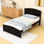 Lit plateforme simple en bois avec tête de lit et lattes robustes-712611025
