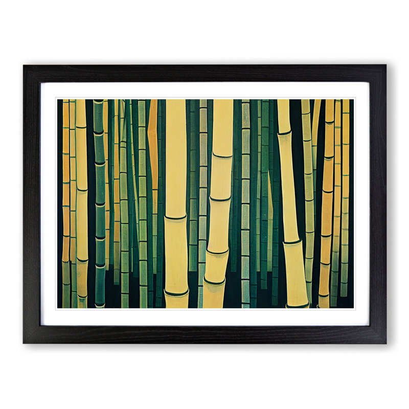 Edgy Bamboo Forest - Single Picture Frame Print, Black Frame, 46cm H x 64cm W x 2cm D