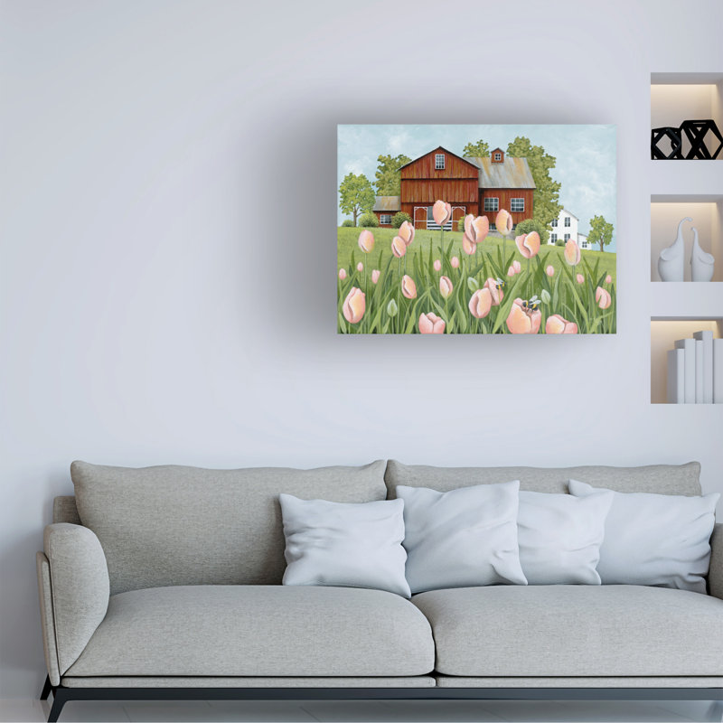 Art sur toile «Tulipes et bourdons», H 18 po x l 24 po