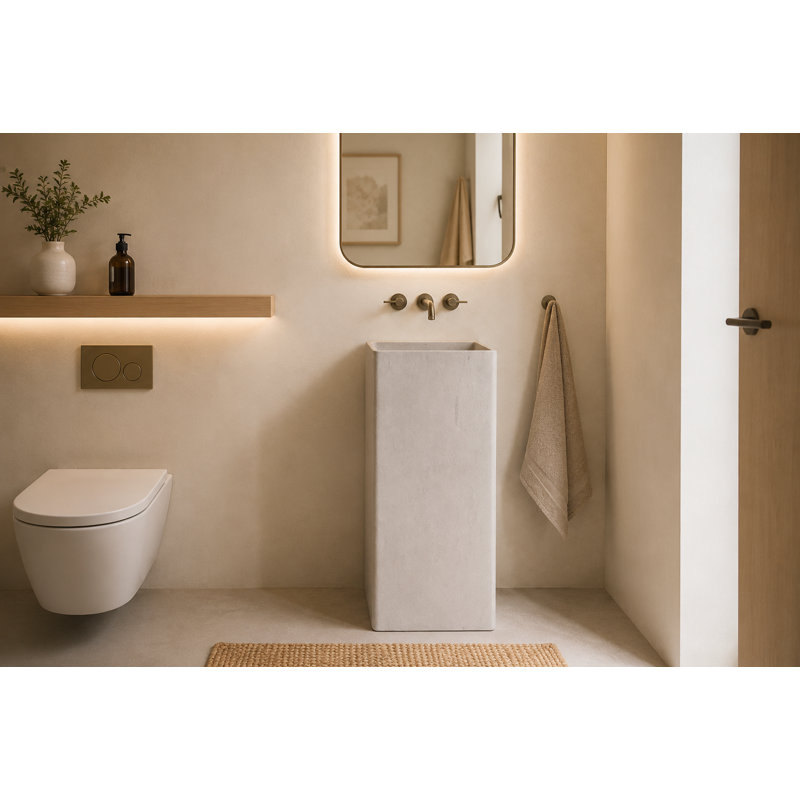 Vast Studio  Freestanding Rectangle Sink in Brown — Modern Concrete Bathroom Pedestal Basin, Bone Elevated Concrete