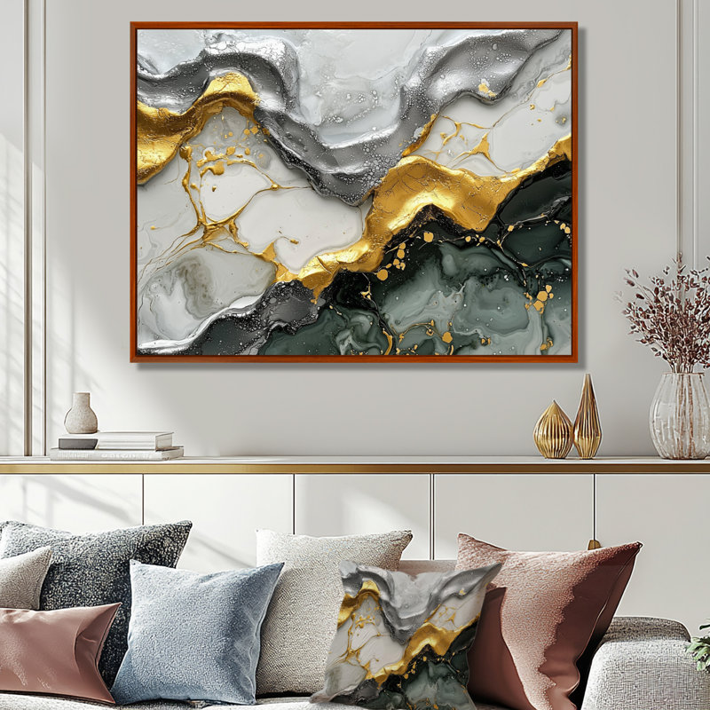 «Tranquil Divide Of Abstract», art sur toile, H 30 po x l 40 po, Cadre flottant, Brun