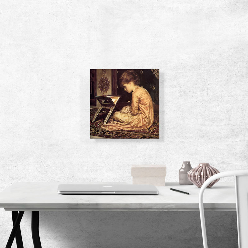 Étude à un bureau de lecture 1877 par Frederic Leighton - reproduction d'art sur toile tendue, H 12 po x l 12 po x P 1,5 po
