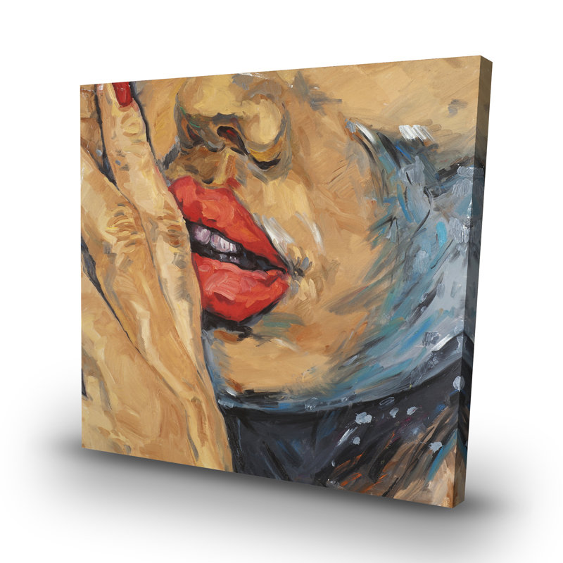 Shushing lips closeup - 32"x32" art on canvas