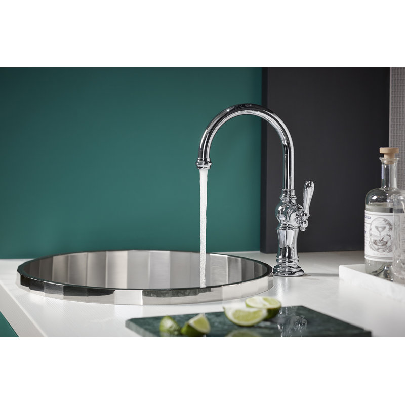 Artifacts® Single-Hole Bar Faucet with Supply Lines, French Gold