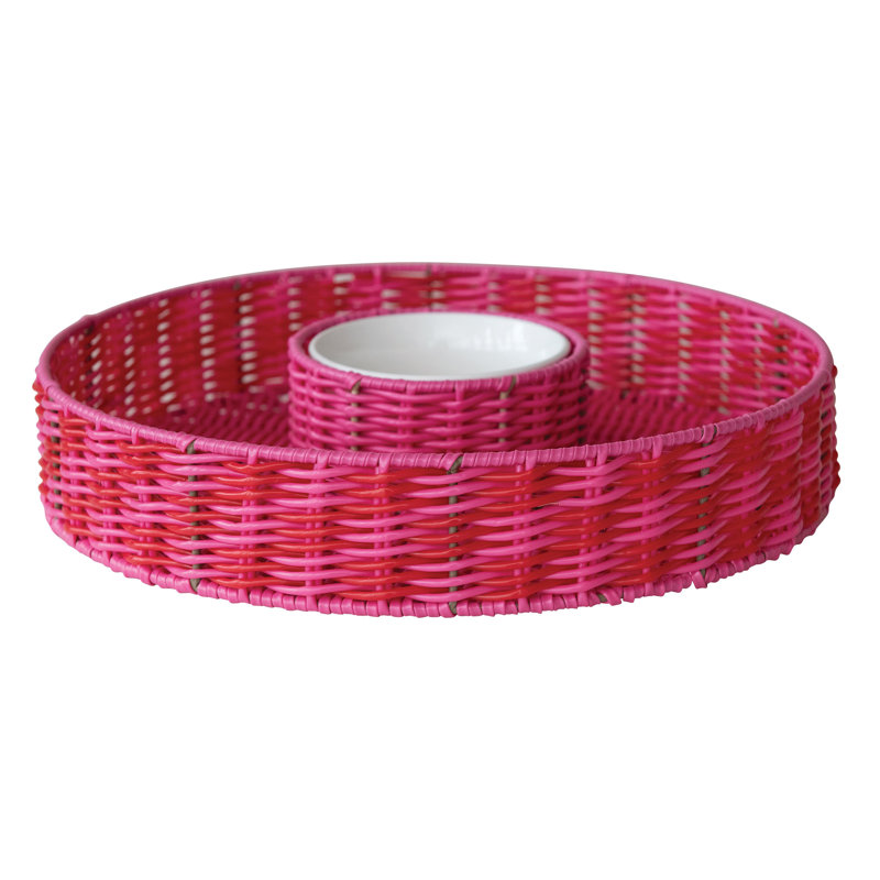 Panier en plastique tissé avec bol amovible en céramique