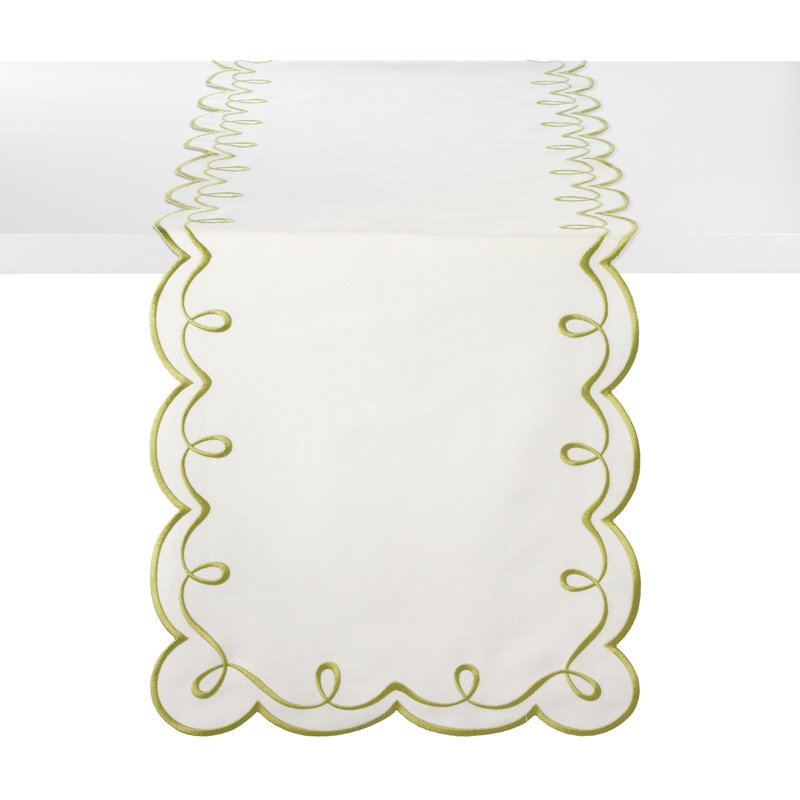 Ribbon Twirl Table Runnner, White;Willow