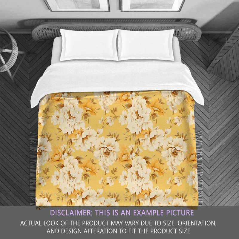 Polyester Floral Comforter, King Comforter, Yellow/Beige