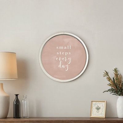 Small Beige Steps Round Framed Print