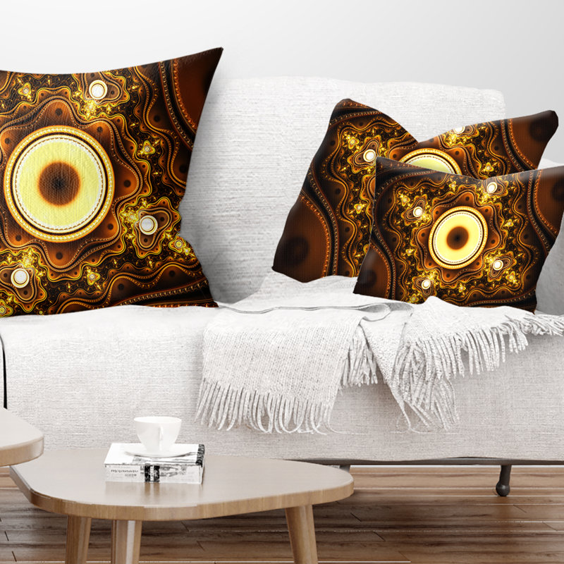 Coussin lombaire abstrait à motif fractal abstrait avec cercles