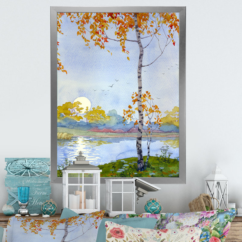 Automne mélancolie - peinture, Cadre photo argenté, H 40 po x l 30 po x P 1,5 po