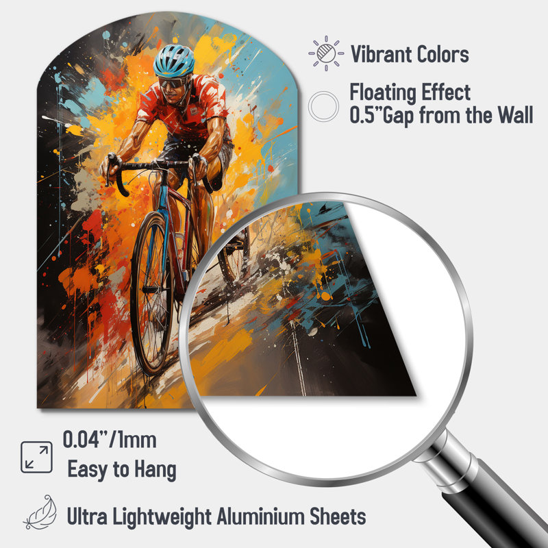 Vélo «Bold Rides I» - décoration murale en métal vélo asymétrique, impression de sculpture murale en métal Arch