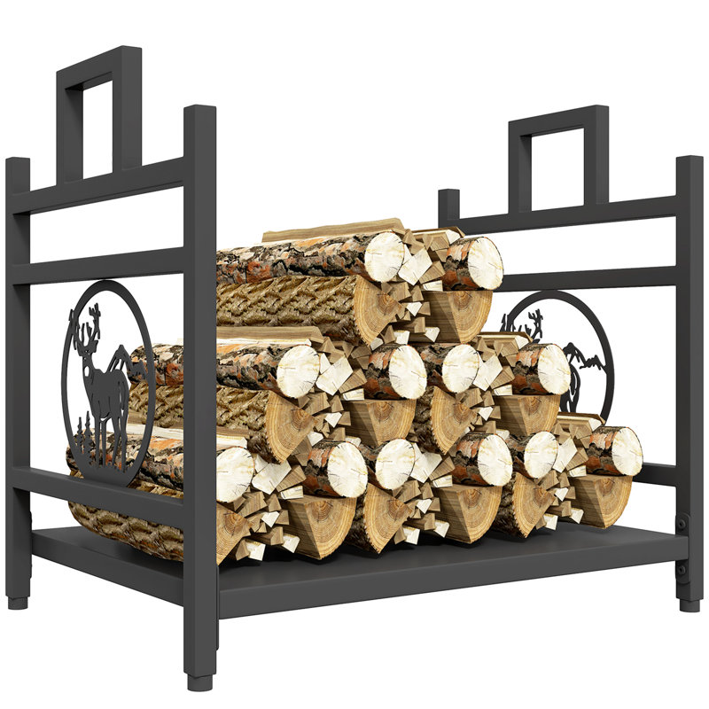 Support de rangement en bois de chauffage avec poignées