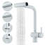 Waterfall Kitchen Faucets with Pull Down Sprayer, Three Function Sprayer Single Handle Sink Faucet 1 Hole Installation, 360°Rotatable Kitchen Sink Faucet