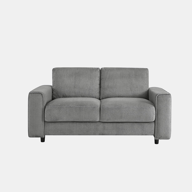 Canapé moderne en velours côtelé 2 places, H 33 po x l 66 po x P 32 po, Gris