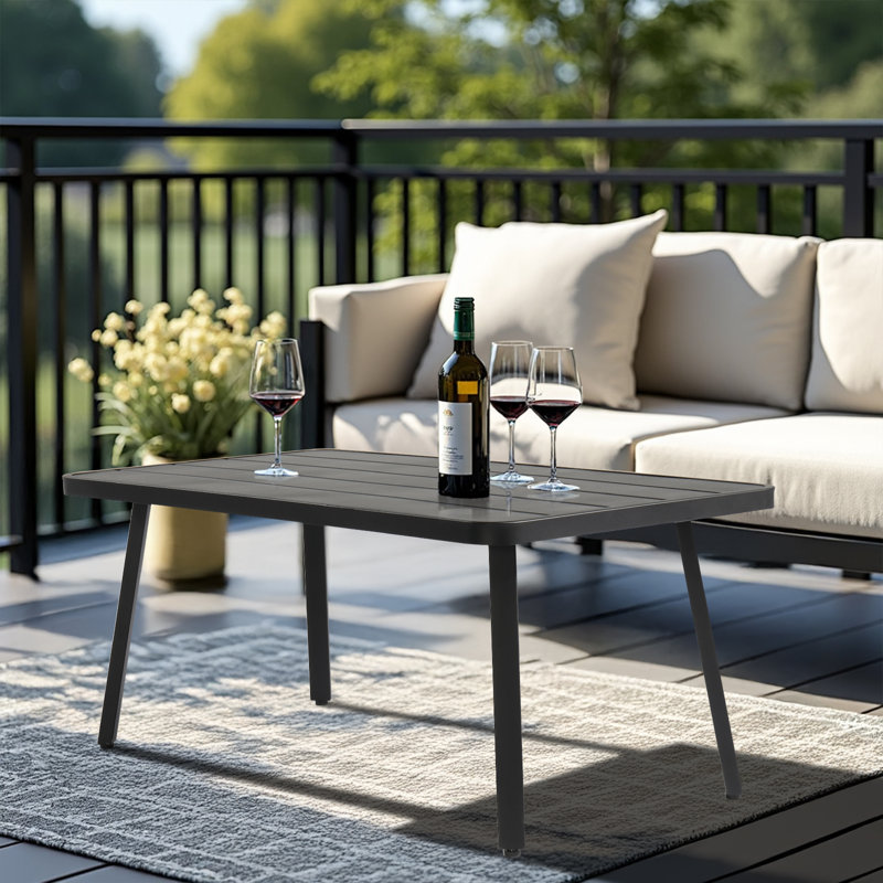Black Steel Rectangle Patio Coffee Table