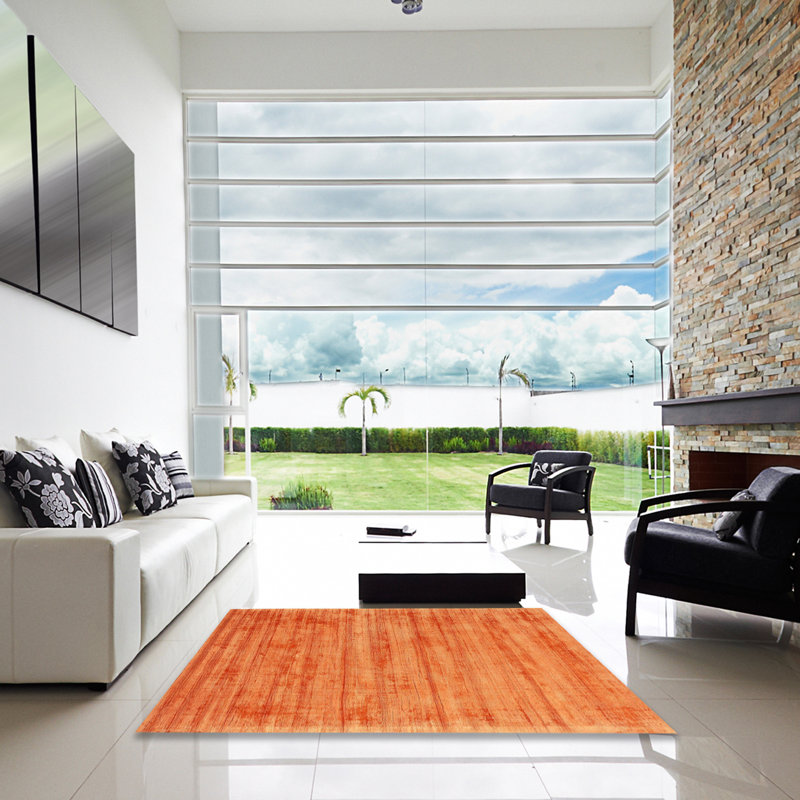 Tapis contemporain orange, Carré 6 pi