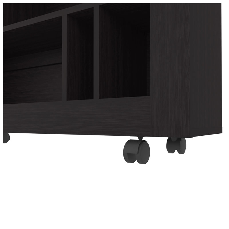 Console Table In Melamine With Open Storage, Wenge
